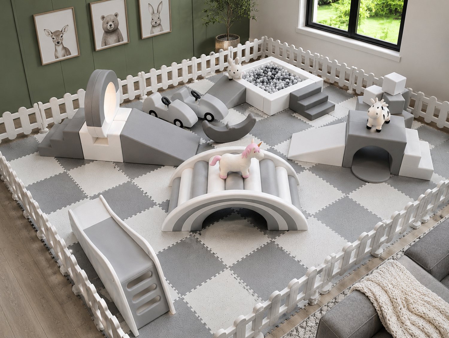 TinyTot DMV neutral soft play rental with foam blocks and climbing equipment near Haymarket, VA